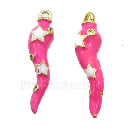 copper capsicum pendant with pink Enameling, gold plated