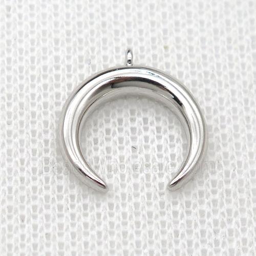 copper horn pendant, platinum plated
