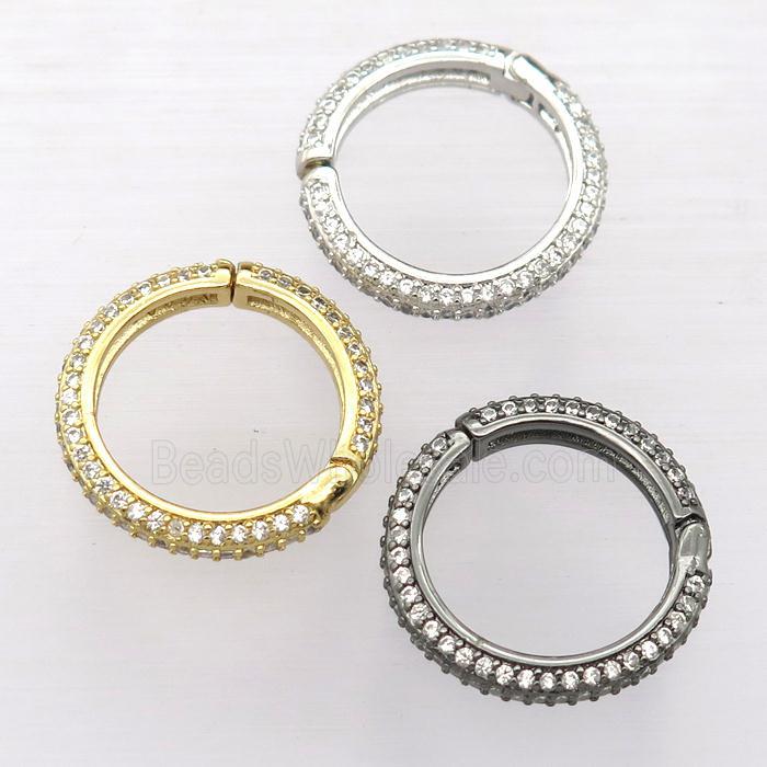 copper Carabiner Lock pendant pave zircon, circle, mixed