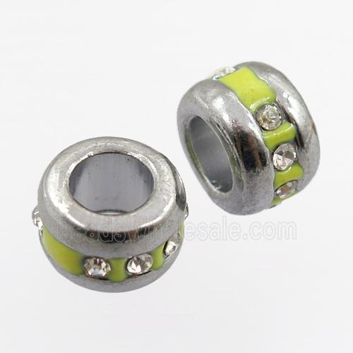 copper rondelle beads pave zircon, platinum plated