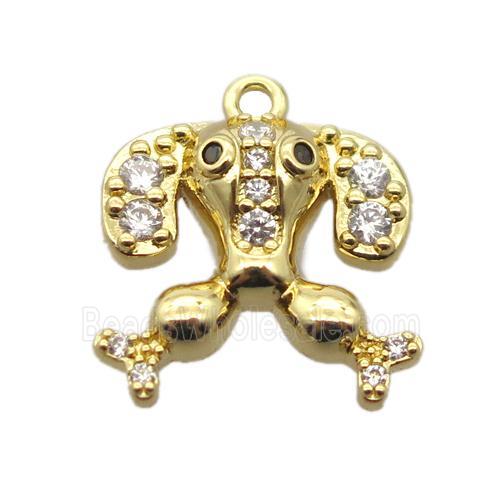 copper dog pendant pave zircon, gold plated
