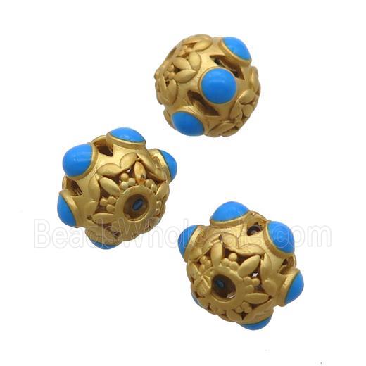 copper round beads with enamel, unfade, duck gold