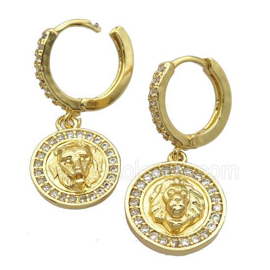 copper Hoop Earrings pave zircon, gold plated