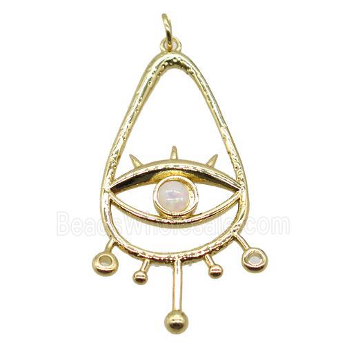 copper teardrop pendant, eye, gold plated