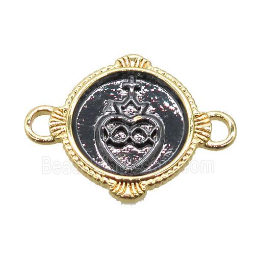 copper circle connector, enamel, gold plated