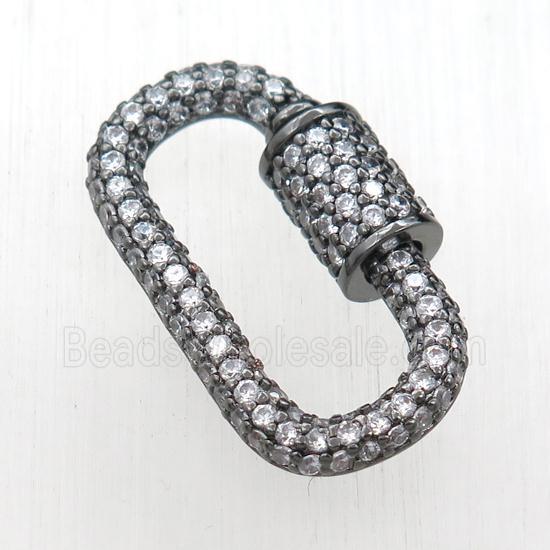 copper carabiner lock pendant paved zircon, black plated