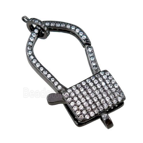copper Carabiner Clasp paved zircon, black plated