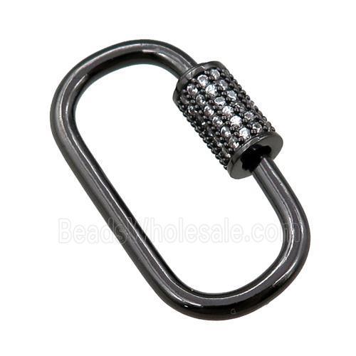 copper Carabiner Clasp paved zircon, black plated