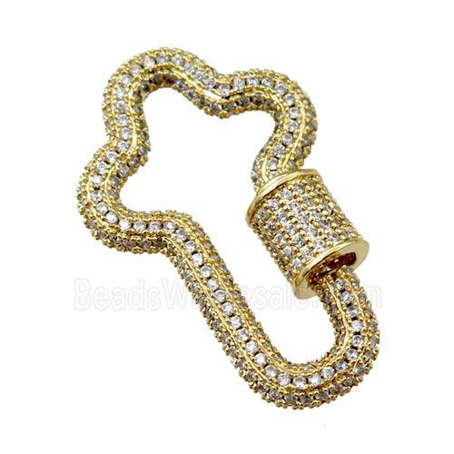 copper Carabiner Clasp paved zircon, gold plated