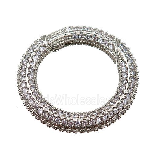copper Carabiner Clasp paved zircon, platinum plated