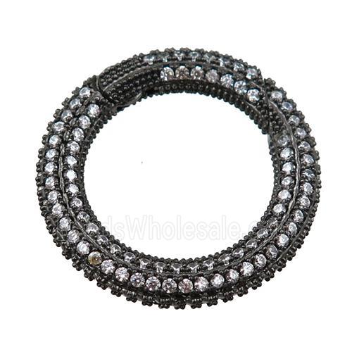 copper Carabiner Clasp paved zircon, black plated