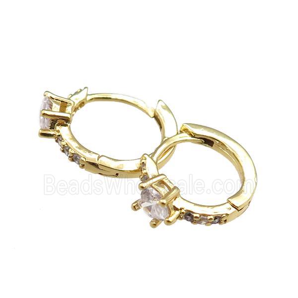 copper Hoop Earrings paved zircon, gold plated
