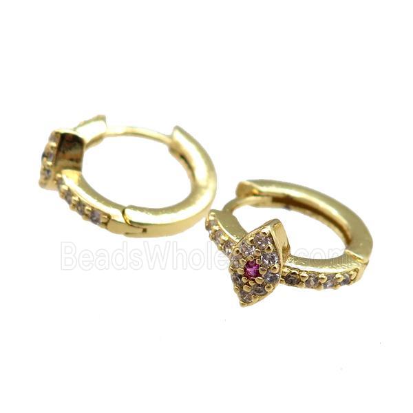 copper Hoop Earrings paved zircon, gold plated