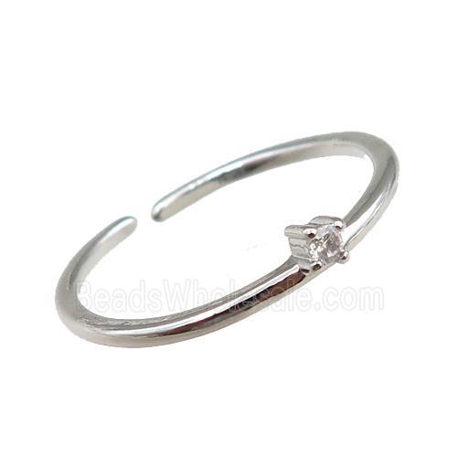 copper Rings pave zircon, adjustable, platinum plated