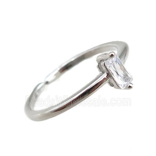 copper Rings pave zircon, adjustable, platinum plated