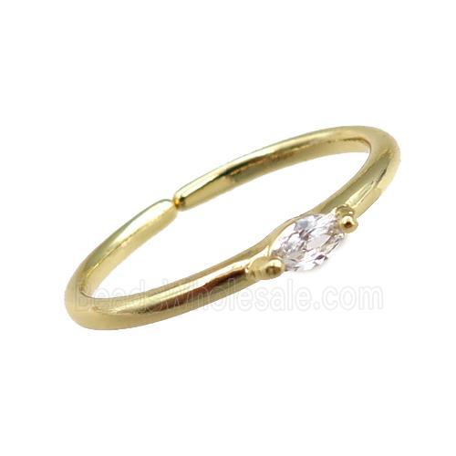 copper Rings pave zircon, adjustable, gold plated