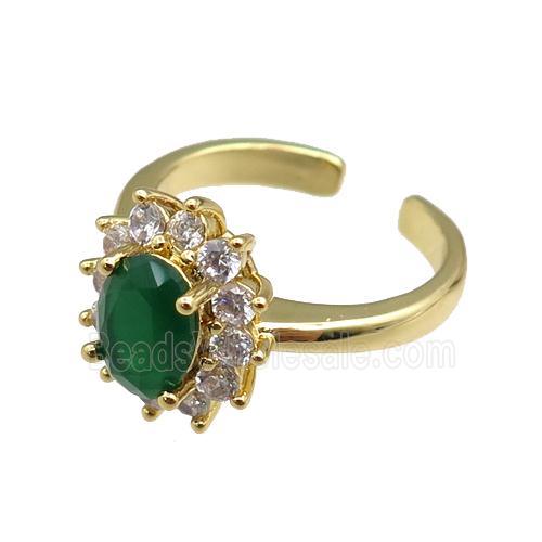 copper Rings paved zircon, adjustable, gold plated