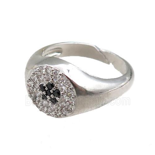 copper Rings paved zircon, adjustable, platinum plated