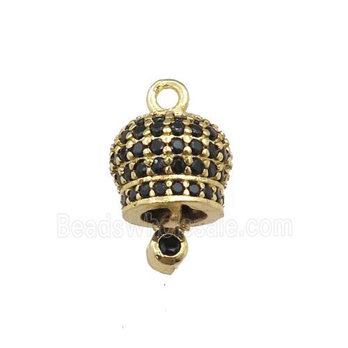 copper bell pendant pave zircon, gold plated