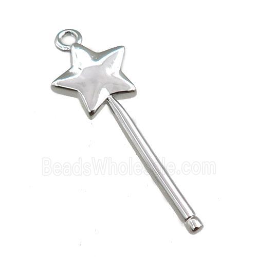 copper magicwand pendant, platinum plated