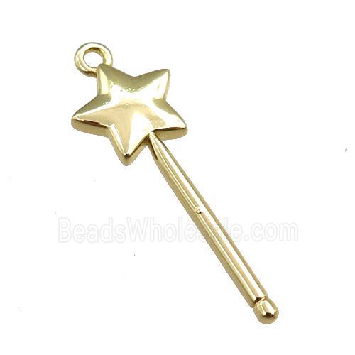 copper magicwand pendant, gold plated