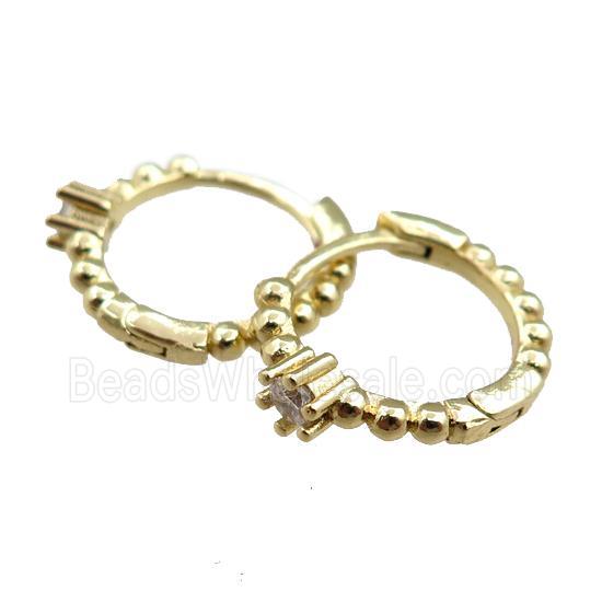copper Hook Earrings pave zircon, gold plated