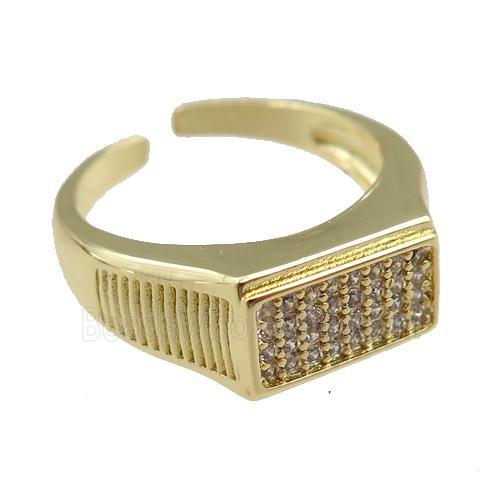 copper Rings pave zircon, adjustable, gold plated
