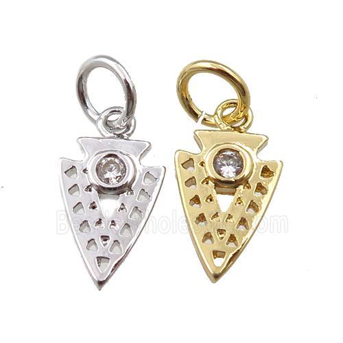 copper arrowhead pendant pave zircon, mixed