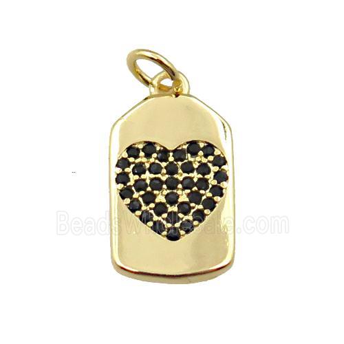 copper lock pendant pave zircon with heart, gold plated