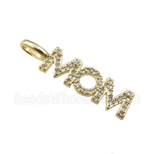 copper MOM pendant pave zircon, gold plated