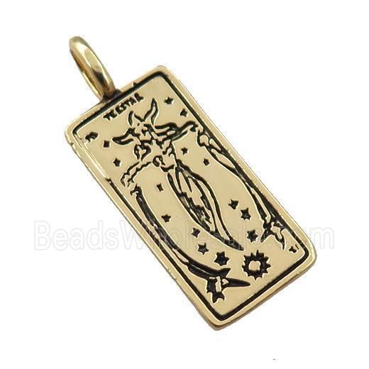 copper tarot card pendant, siren, gold plated