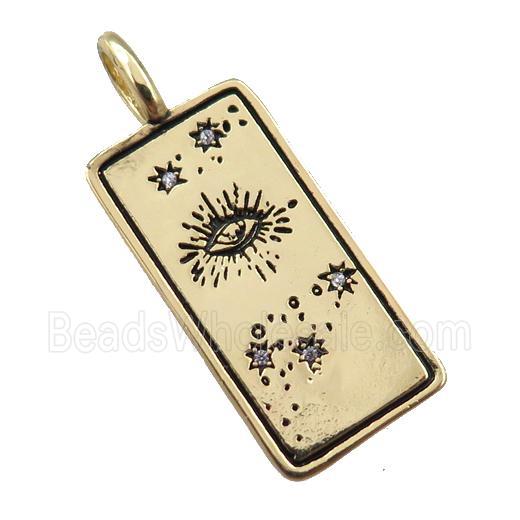 copper tarot card pendant, eye star, gold plated