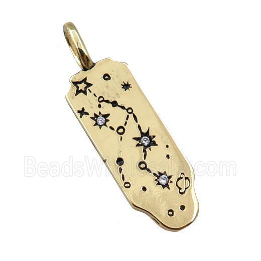 copper tarot card pendant, dipper, gold plated