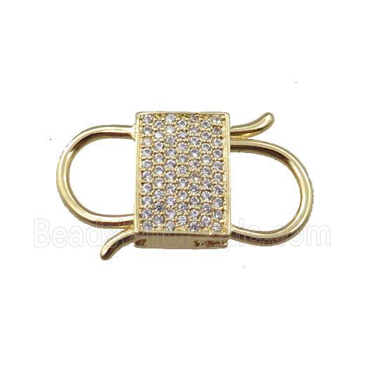 copper clasp pave zircon, gold plated
