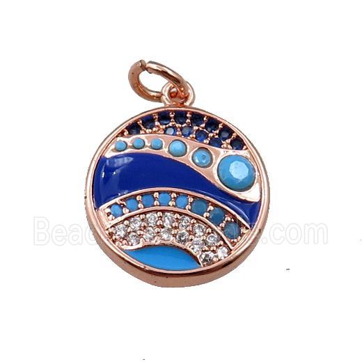 copper circle pendant pave zircon, rose gold