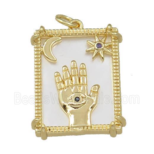 copper Frame pendant with hand moon star, gold plated