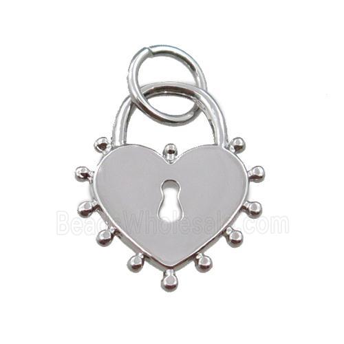 copper lock pendant, platinum plated