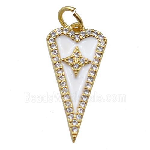 copper arrowhead pendant pave zircon, star, gold plated