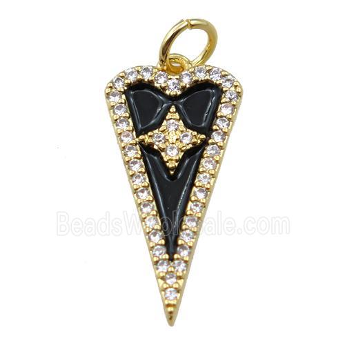 copper arrowhead pendant pave zircon, star, gold plated