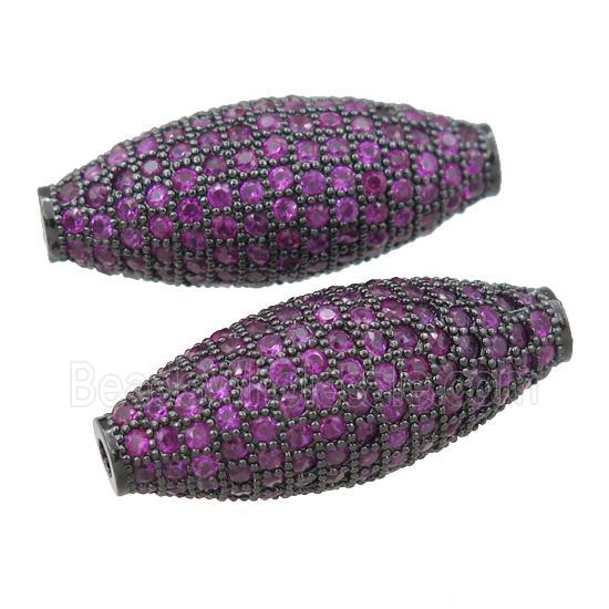 copper barrel beads pave hotpink zircon, black plated