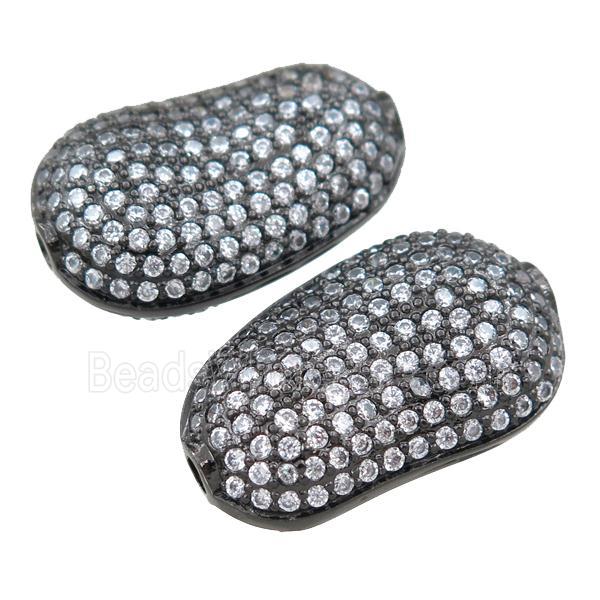 copper peanut beads pave zircon, black plated