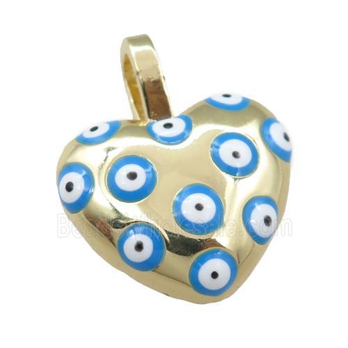 copper heart pendant with evil eye, gold plated