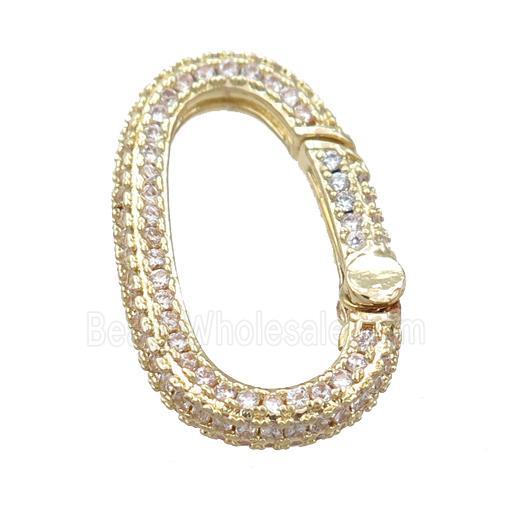 copper Carabiner Clasp pave zircon, gold plated