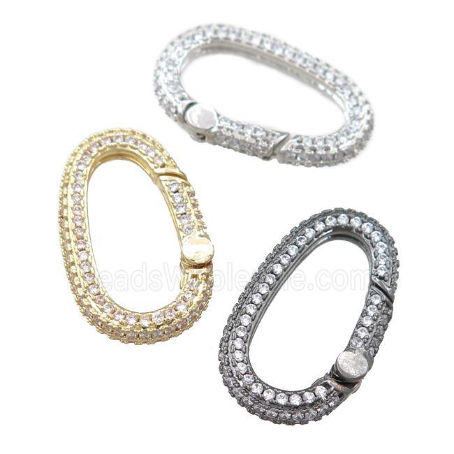 copper Carabiner Clasp pave zircon, mixed