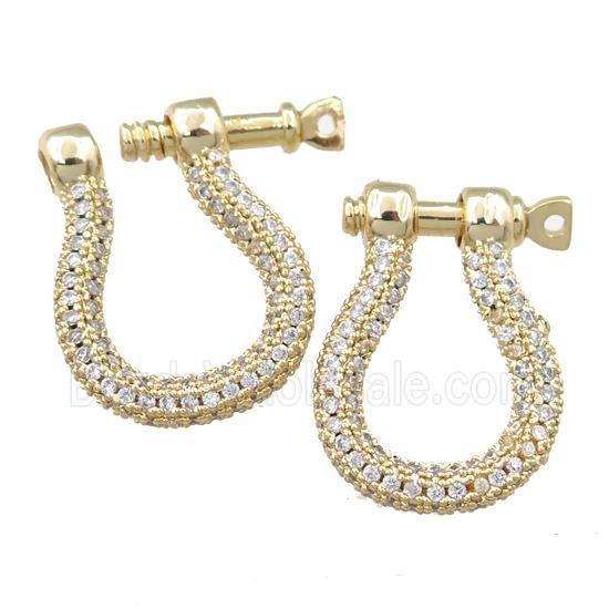 copper clasp pave zircon, gold plated