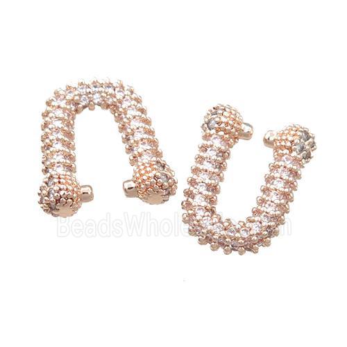 copper Clip Earring paved zircon, rose gold