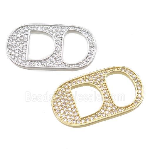 copper oval connector pave zircon, mixed
