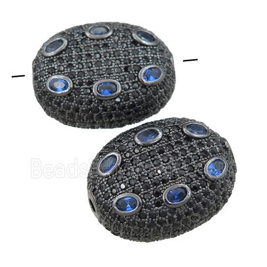 copper oval beads pave zircon, black plated