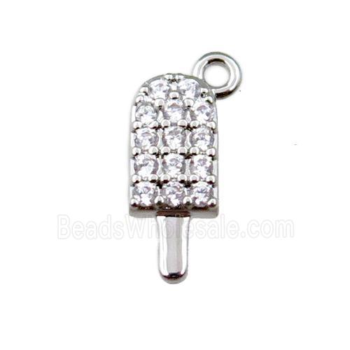 copper icecream pendant pave zircon, platinum plated