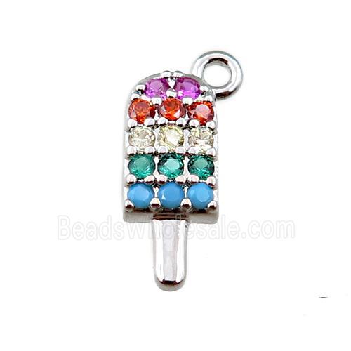 copper icecream pendant pave zircon, platinum plated
